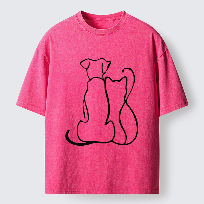 Tokyo-Tiger Minimalist Dog And Cat Washed T-Shirt