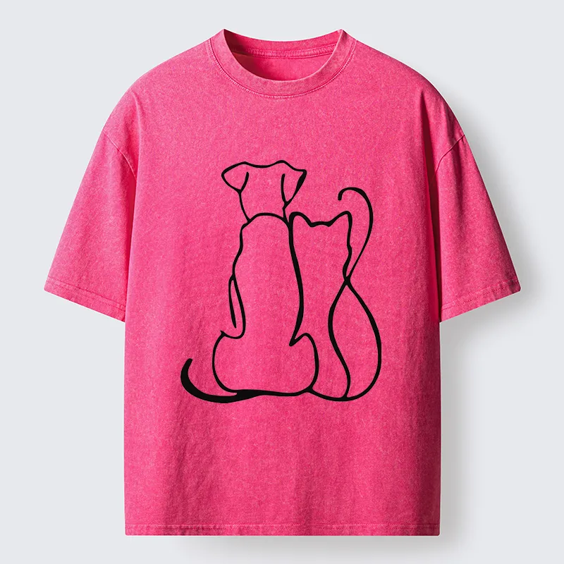 Tokyo-Tiger Minimalist Dog And Cat Washed T-Shirt