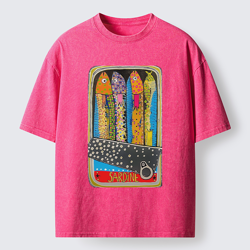 Tokyo-Tiger Colorful Sardines Washed T-Shirt