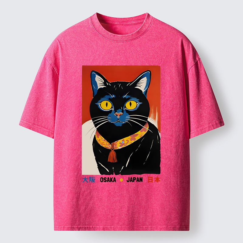 Tokyo-Tiger Japanese Cat Poster Washed T-Shirt