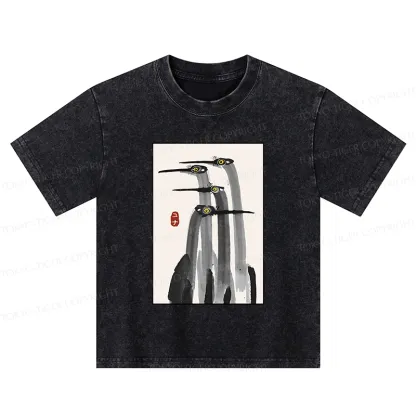 Tokyo-Tiger Japanese Crane Poster Kids Washed T-Shirt