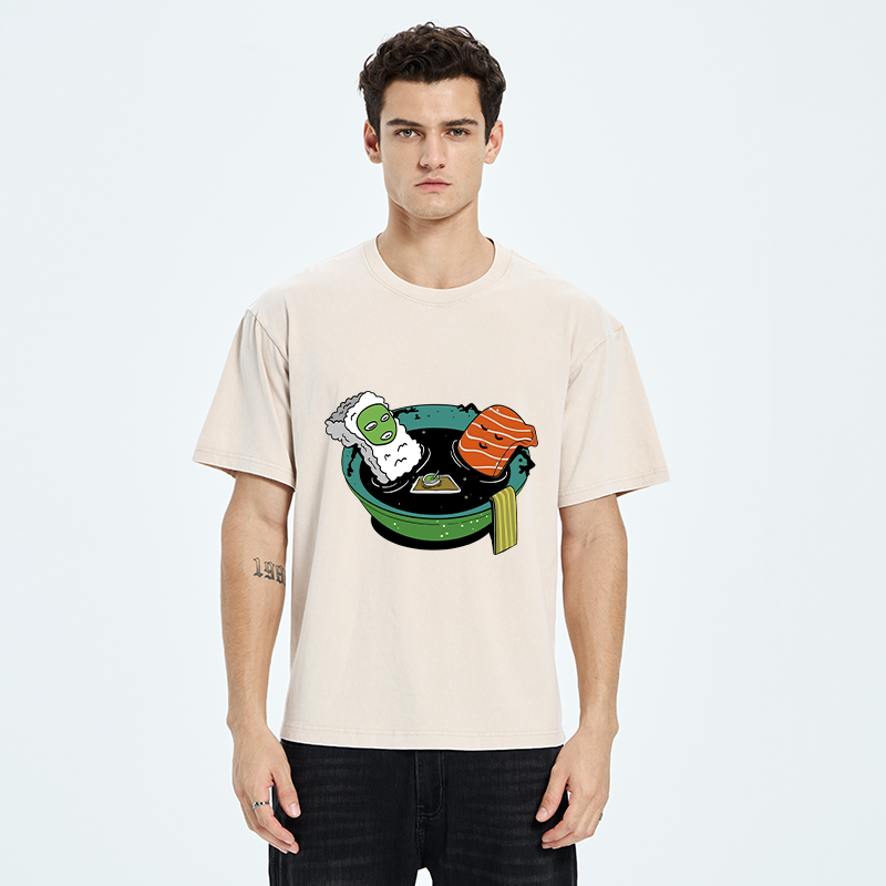 Tokyo-Tiger Soy Sauce Bath Sushi Washed T-Shirt