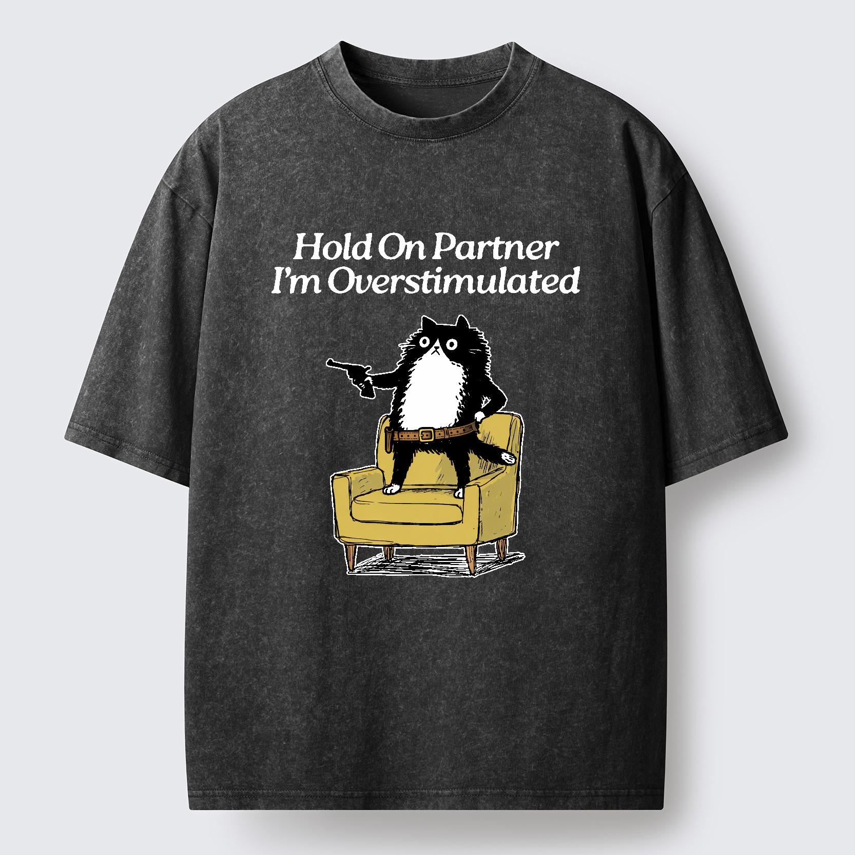 Tokyo-Tiger Overstimulated Cat Washed T-Shirt