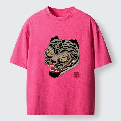 Tokyo-Tiger Retro Art Tiger Washed T-Shirt