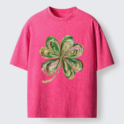 Tokyo-Tiger Lucky Four-Leaf Clover Washed T-Shirt