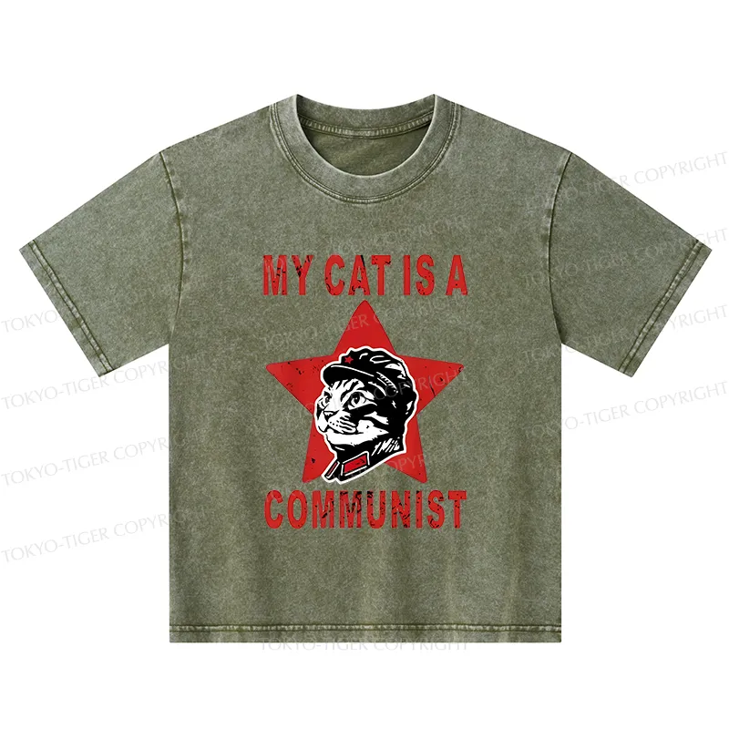 Tokyo-Tiger Funny Cat-ism Kids Washed T-Shirt