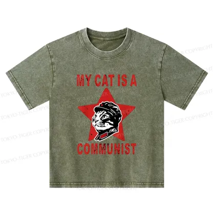 Tokyo-Tiger Funny Cat-ism Kids Washed T-Shirt
