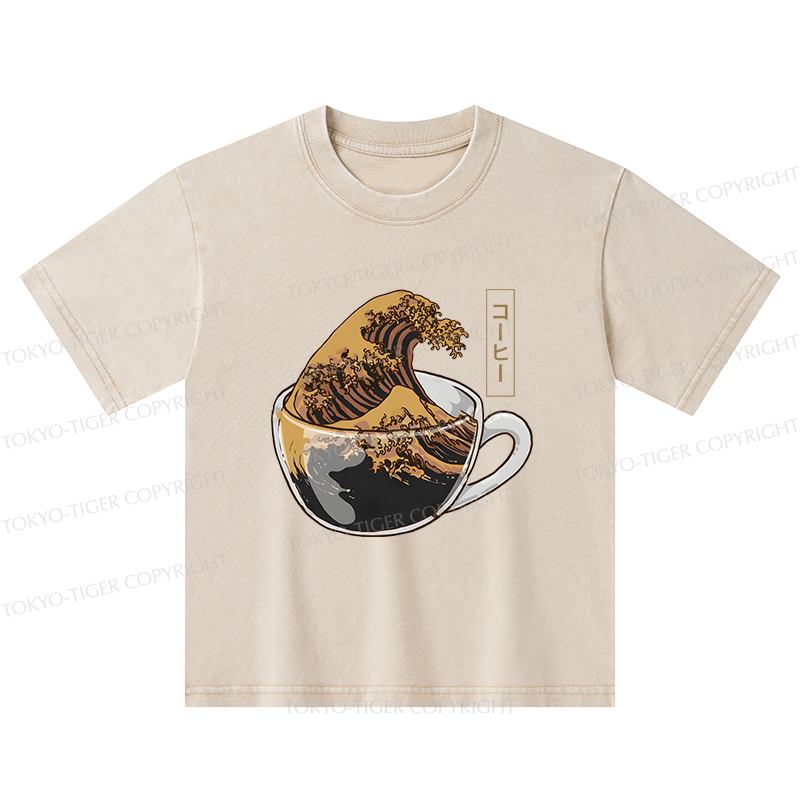 Tokyo-Tiger Coffee Wave Kids Washed T-Shirt