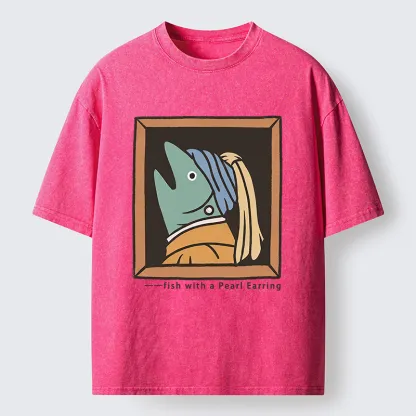 Tokyo-Tiger Fish With A Pearl Earring Washed T-Shirt