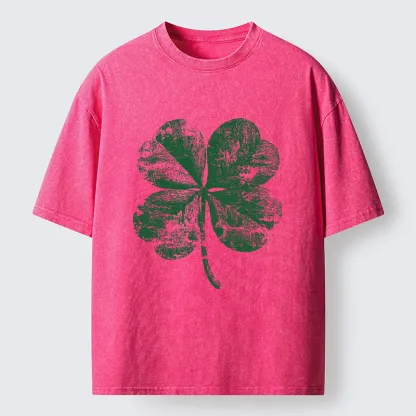 Tokyo-Tiger Lucky Four-leaf Clover Of St. Patrick's Day Washed T-Shirt