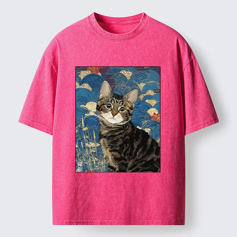 Tokyo-Tiger Elegant Kitten Washed T-Shirt