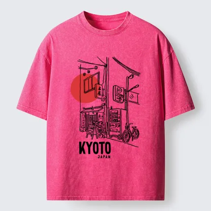 Tokyo-Tiger Kyoto Travel Street Washed T-Shirt
