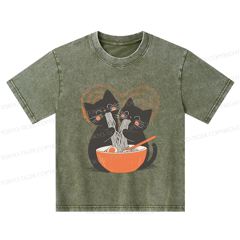 Tokyo-Tiger Let's Eat Ramen Together Kids Washed T-Shirt