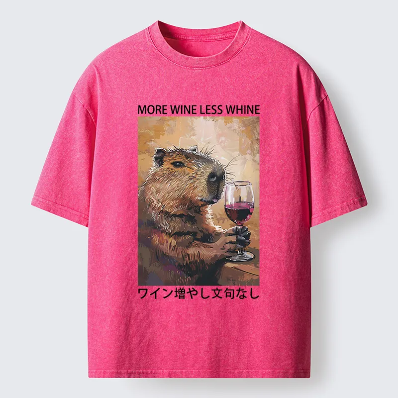 Tokyo-Tiger More Wine Less Whine Washed T-Shirt