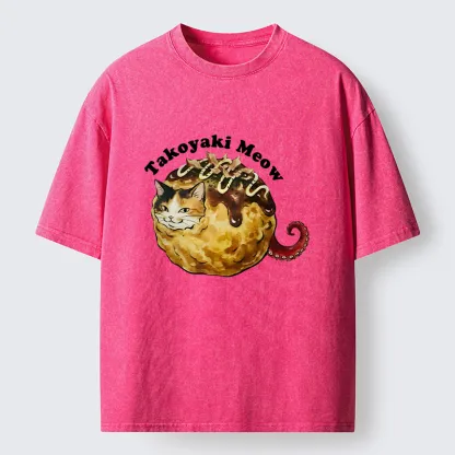 Tokyo-Tiger Takoyaki Meow Washed T-Shirt