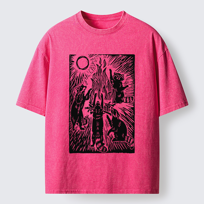 Tokyo-Tiger Raccoons And Campfires Washed T-Shirt