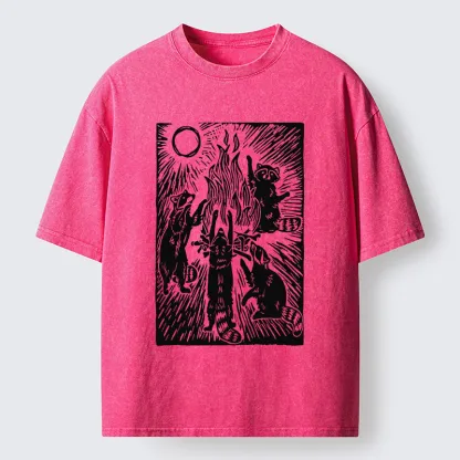 Tokyo-Tiger Raccoons And Campfires Washed T-Shirt