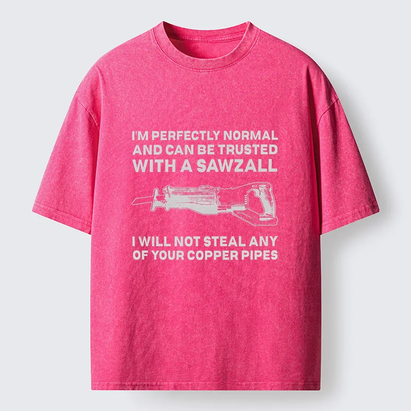 Tokyo-Tiger Sawzall Funny Washed T-Shirt