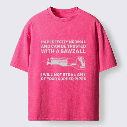 Tokyo-Tiger Sawzall Funny Washed T-Shirt