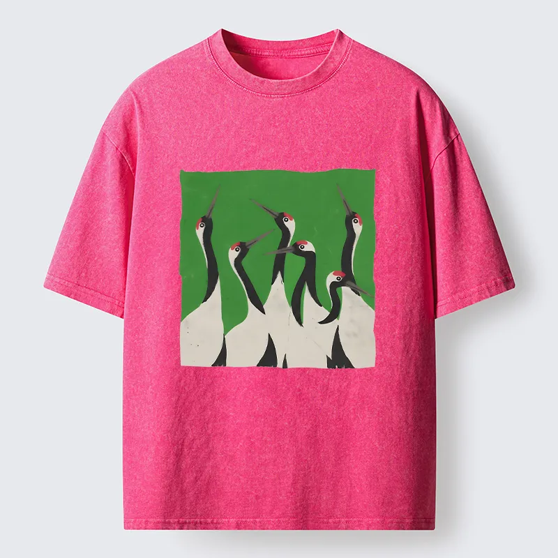 Tokyo-Tiger Crane Flock Washed T-Shirt