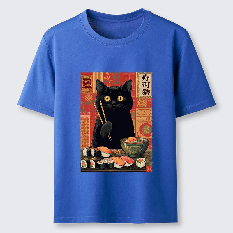 Tokyo-Tiger Neko Eats Sushi Classic T-Shirt