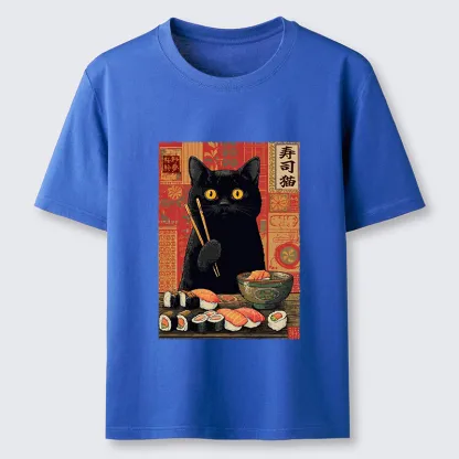 Tokyo-Tiger Neko Eats Sushi Classic T-Shirt