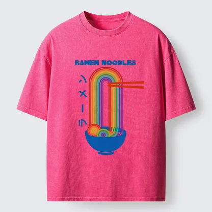 Tokyo-Tiger Ramen Rainbow Washed T-Shirt