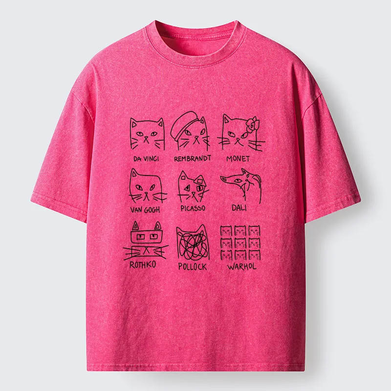 Tokyo-Tiger Artistic Cats Washed T-Shirt