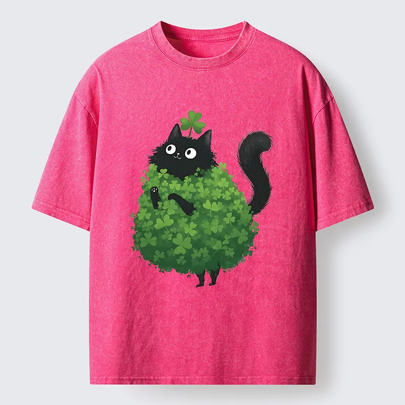 Tokyo-Tiger St. Patrick's Day Decorated Cat Washed T-Shirt