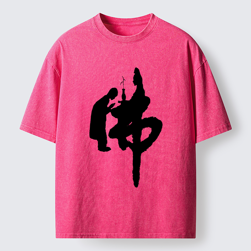 Tokyo-Tiger Buddha Kanji Washed T-Shirt
