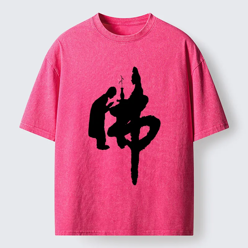 Tokyo-Tiger Buddha Kanji Washed T-Shirt
