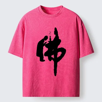 Tokyo-Tiger Buddha Kanji Washed T-Shirt