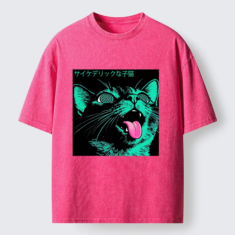 Tokyo-Tiger Psychedelic Kitten Washed T-Shirt