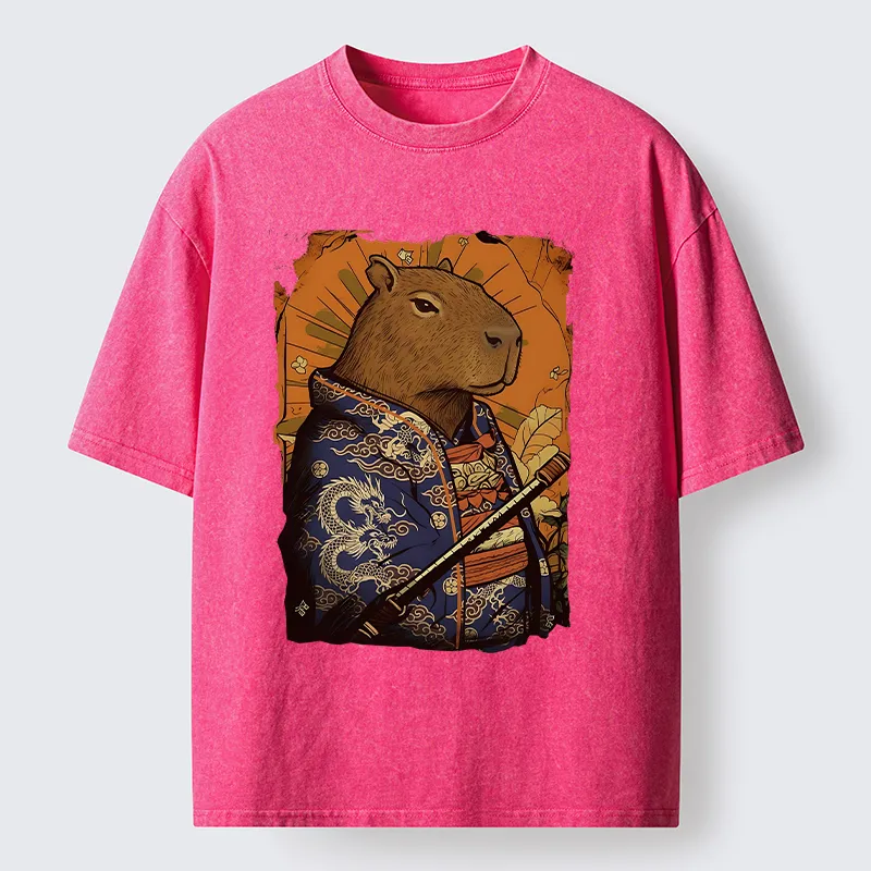 Tokyo-Tiger Elegant Capybara Washed T-Shirt