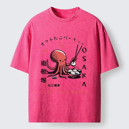 Tokyo-Tiger Cute Octopus Washed T-Shirt