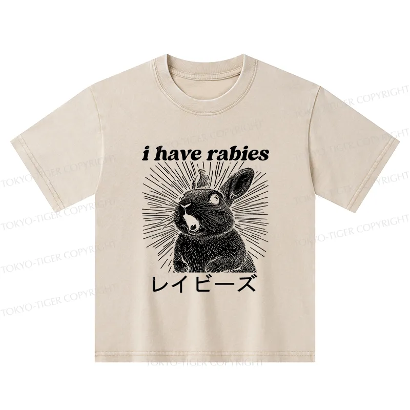 Tokyo-Tiger Funny Rabbit Kids Washed T-Shirt