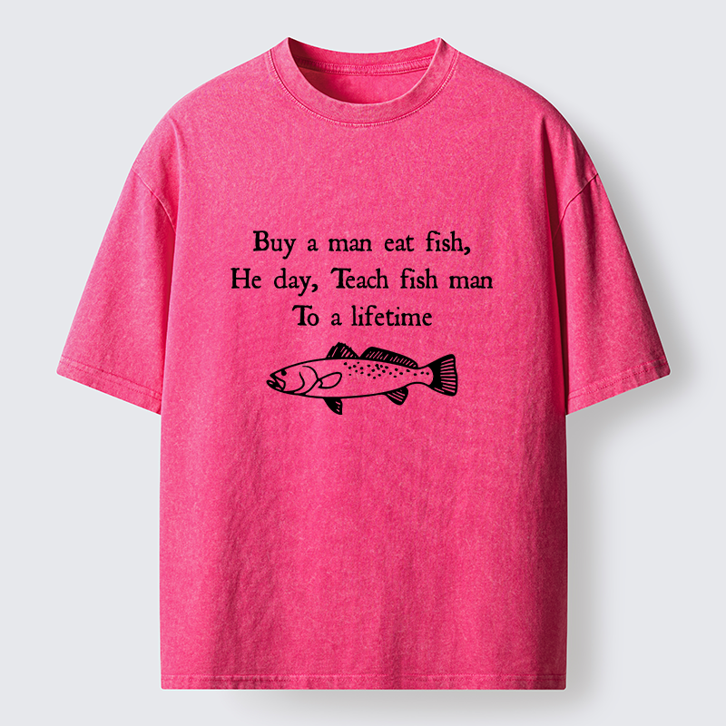 Tokyo-Tiger Man Eat Fish Meme Washed T-Shirt