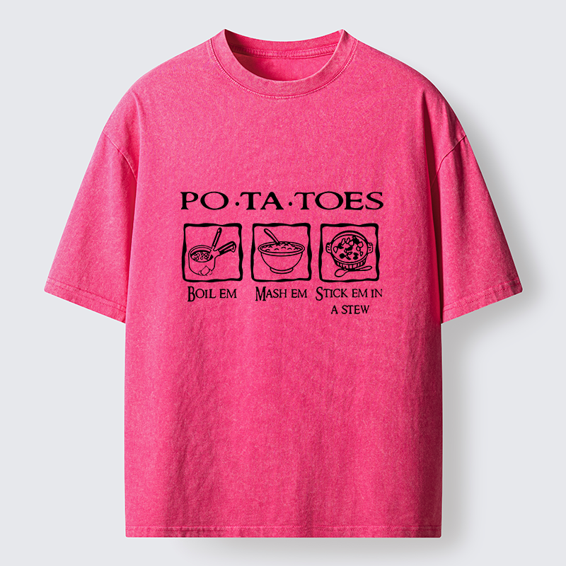 Tokyo-Tiger Potatoes Boil Em Mash Em Stick Em Washed T-Shirt