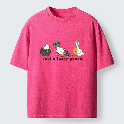 Tokyo-Tiger Just A Lucky Goose Meme Washed T-Shirt
