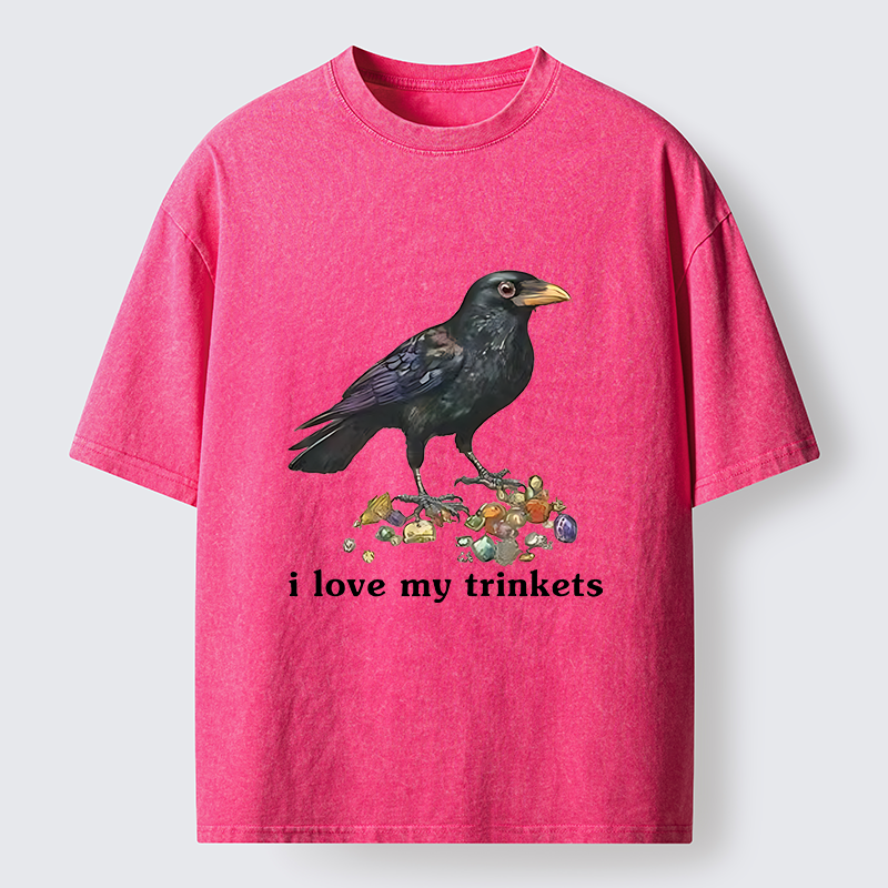 Tokyo-Tiger Crow Likes Its Little Ornaments Washed T-Shirt
