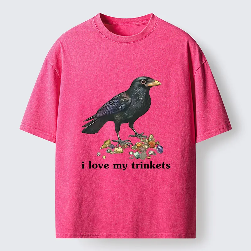 Tokyo-Tiger Crow Likes Its Little Ornaments Washed T-Shirt