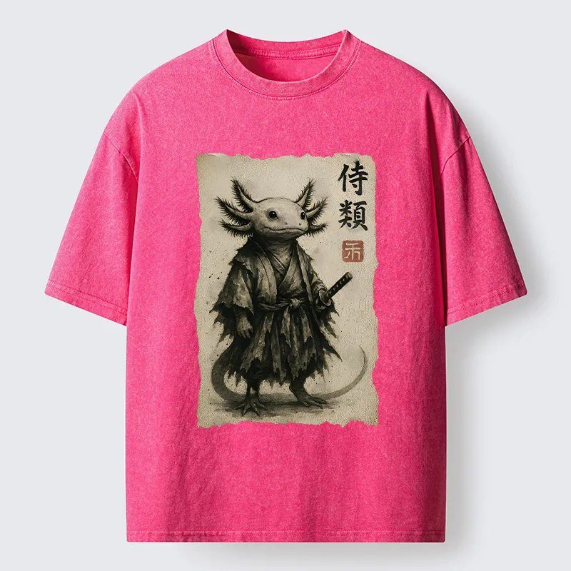 Tokyo-Tiger Salamander Japanese Samurai Washed T-Shirt