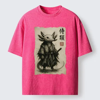 Tokyo-Tiger Salamander Japanese Samurai Washed T-Shirt
