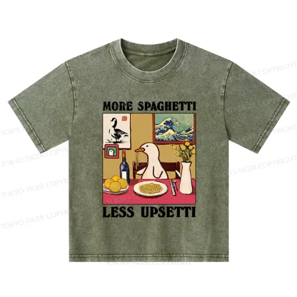 Tokyo-Tiger More Spaghetti Less Upsetti Goose Kids Washed T-Shirt