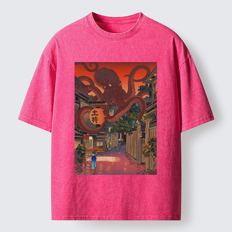 Tokyo-Tiger Monsters Attack The Village Washed T-Shirt