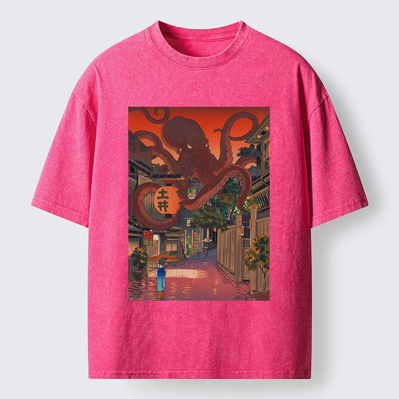 Tokyo-Tiger Monsters Attack The Village Washed T-Shirt