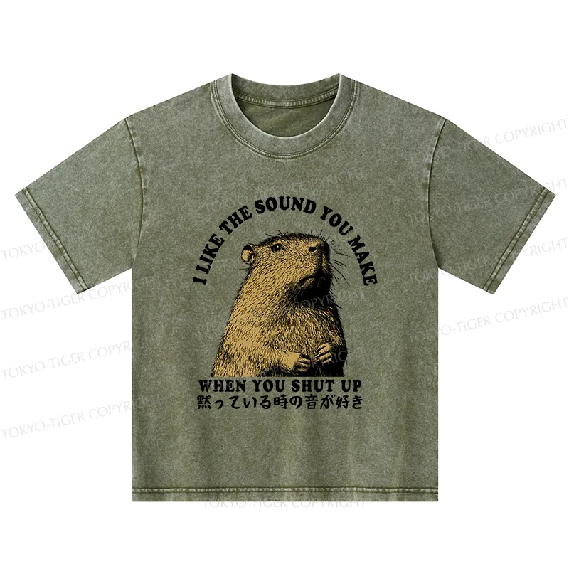Tokyo-Tiger I Like The Sound Of Silence Kids Washed T-Shirt