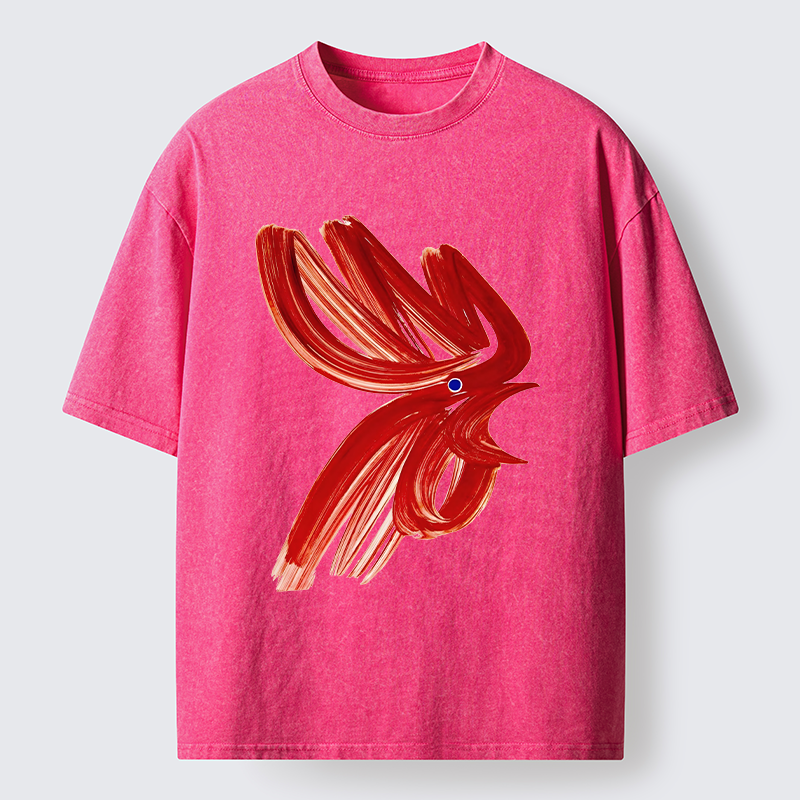 Tokyo-Tiger Calligraphy Art Chicken Washed T-Shirt