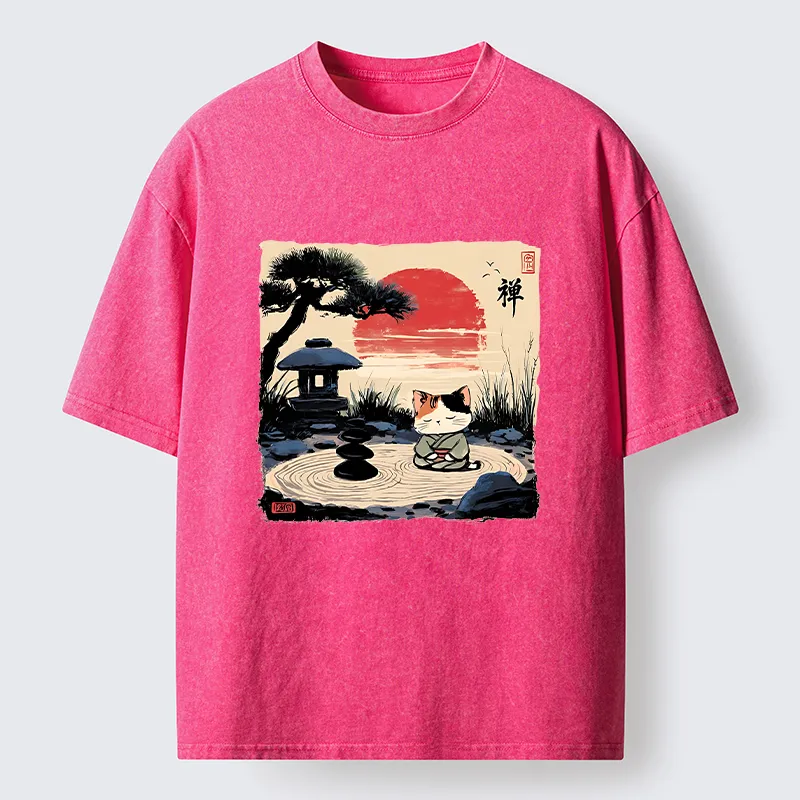 Tokyo-Tiger Zen-like Scenery Washed T-Shirt