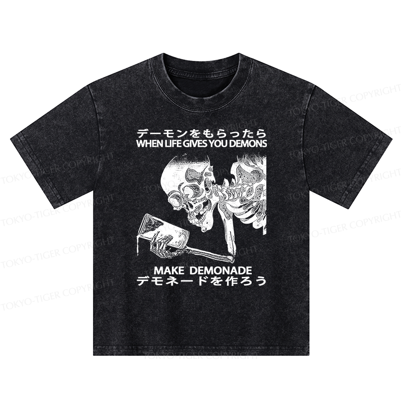 Tokyo-Tiger Make Demonade Funny Kids Washed T-Shirt